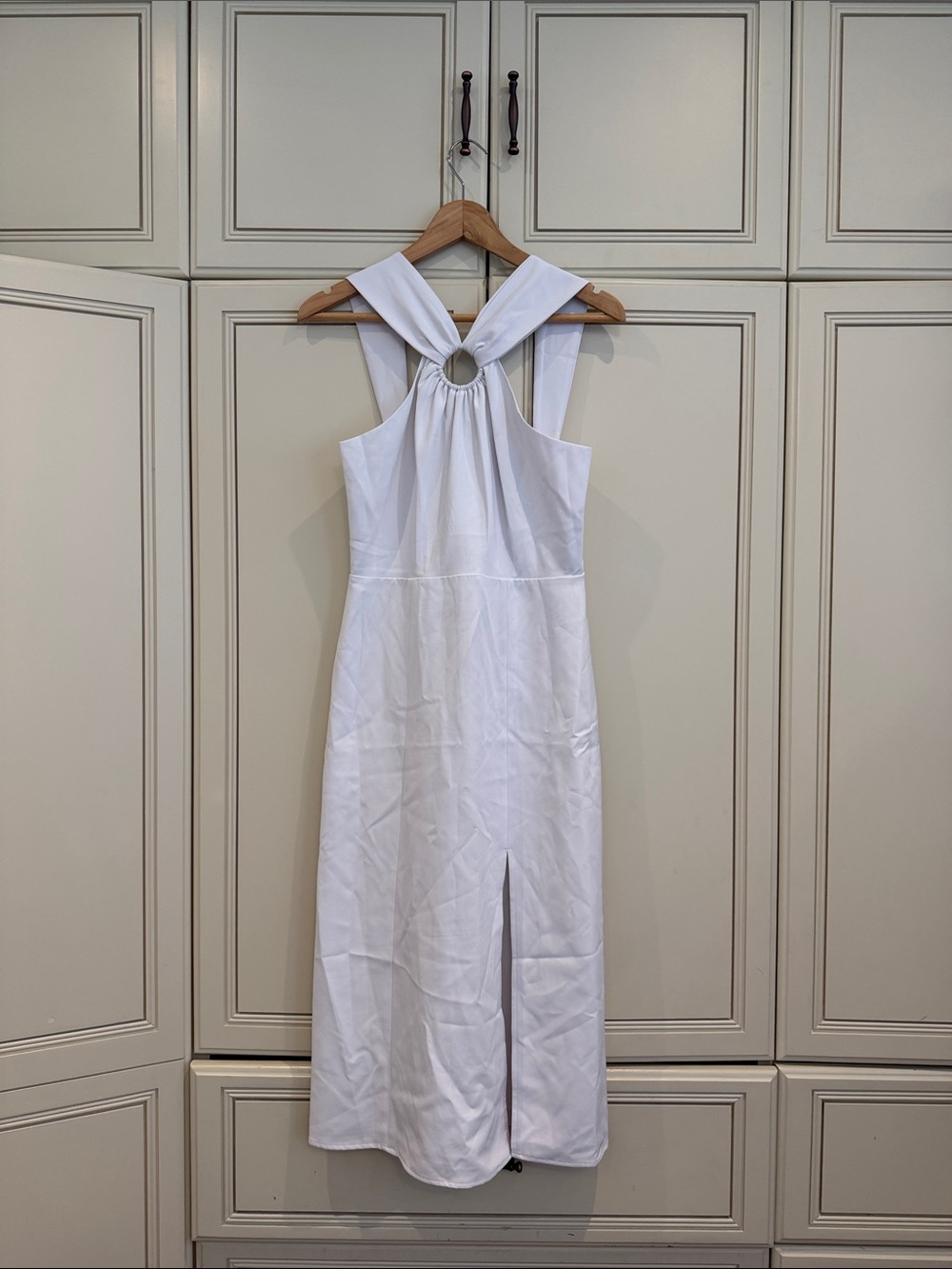 French Connection White Midi Dress with Ring Back